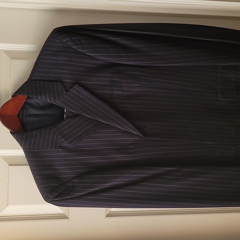 Men's Navy Blue Pinstripe 40L Suit